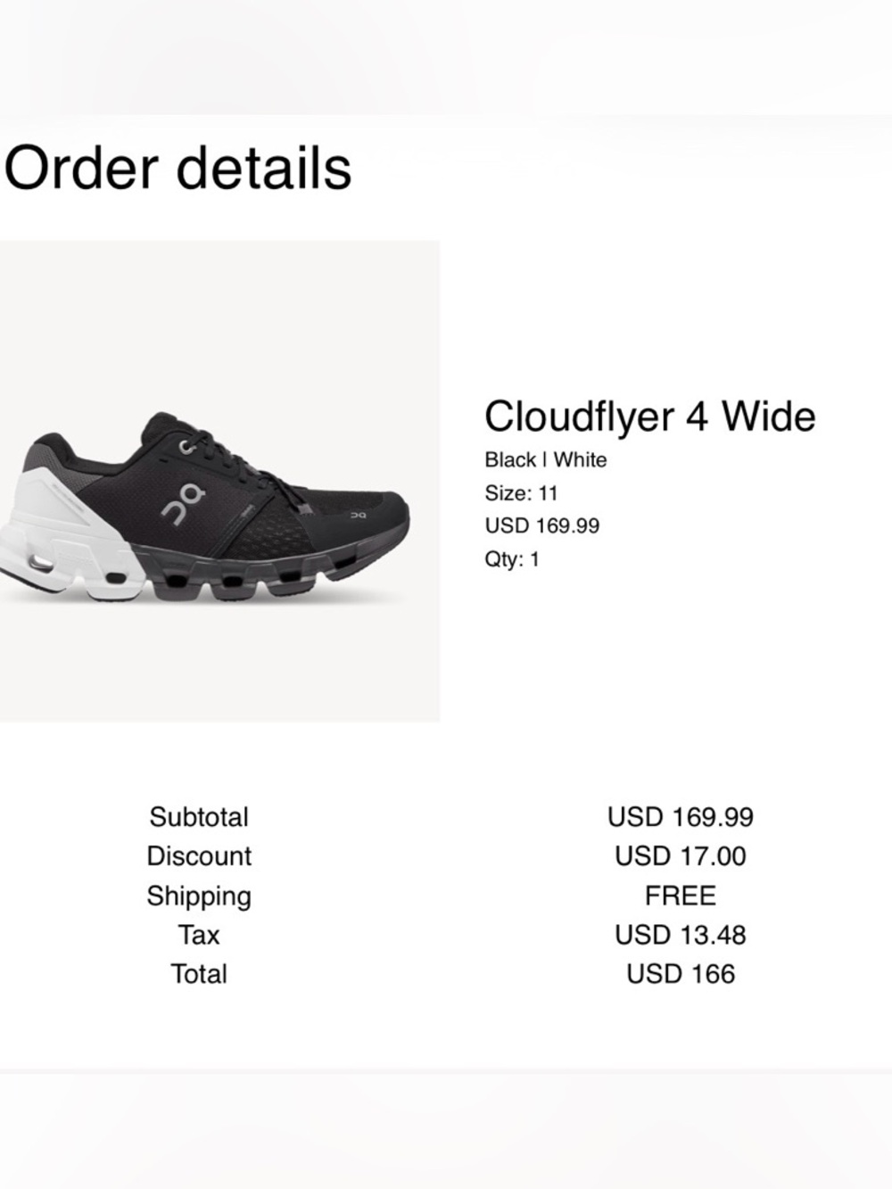 On Cloudflyer 4 Women’s Black/White 11W - Picture 10 of 16